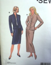 2713 KS UNLINED JACKET OPEN OR NOT,SKIRT LENGTHS PATTERN XS-XL